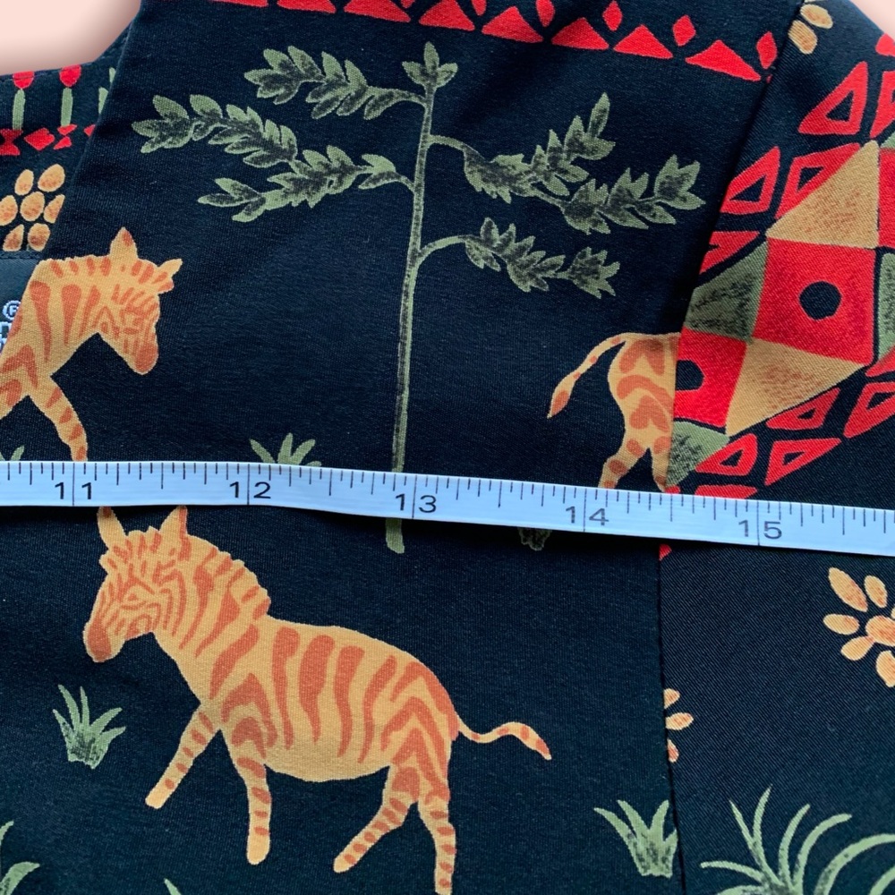 VTG 1990s Sag Harbor Petite Black Safari Print Dress - Picture 5 of 10